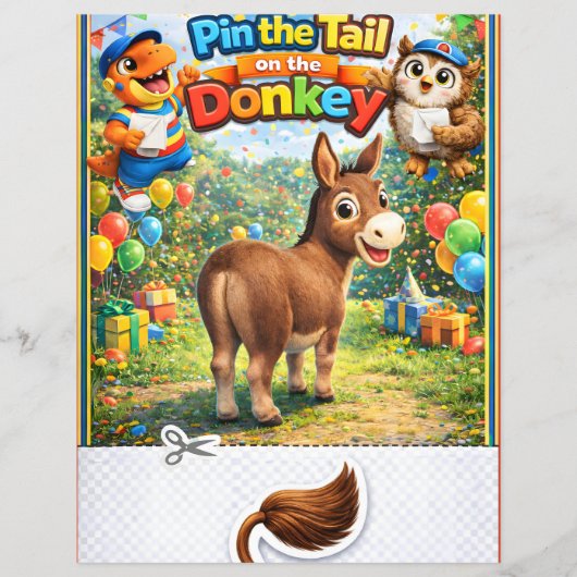 The tail on the donkey party bag game sheet flyer (Voorkant)