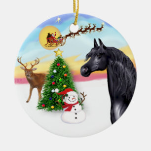 The Take Off - Zwarte Arabische Paard Keramisch Ornament