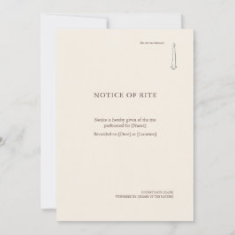 The Taper Flame- Religious Rite Notice Invitation Kaart