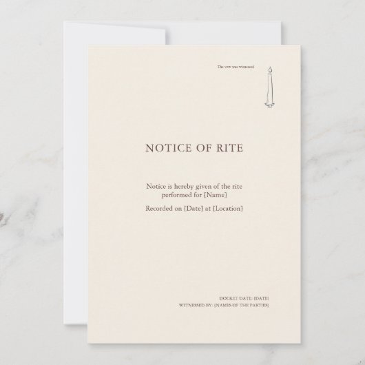 The Taper Flame- Religious Rite Notice Invitation Kaart (Voorkant)