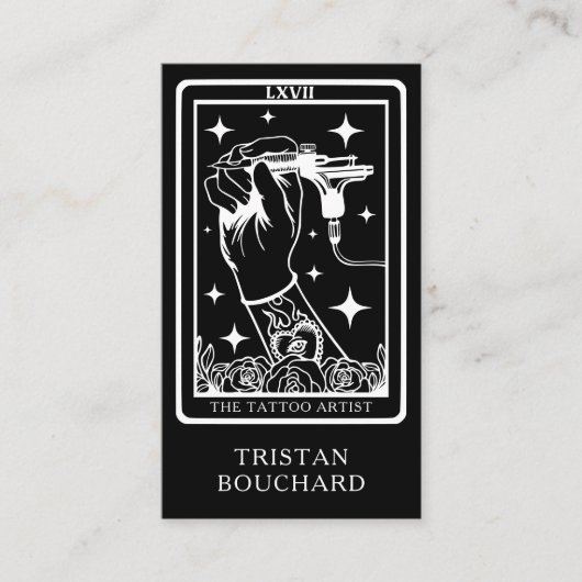 The Tattoo Artist Tarot Black  Visitekaartje (Voorkant)