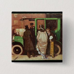 The Taxi Cab, c.1908-10 Vierkante Button 5,1 Cm