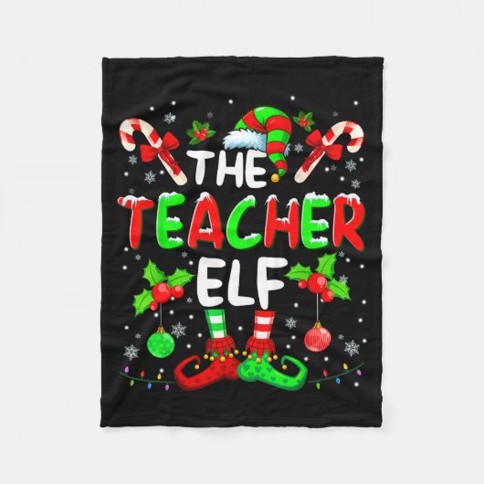 The Teacher Elf Costume Pajamas Pjs Christmas Xmas Fleece Deken (Voorkant)
