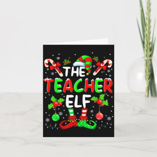 The Teacher Elf Costume Pajamas Pjs Christmas Xmas Kaart (Voorkant)