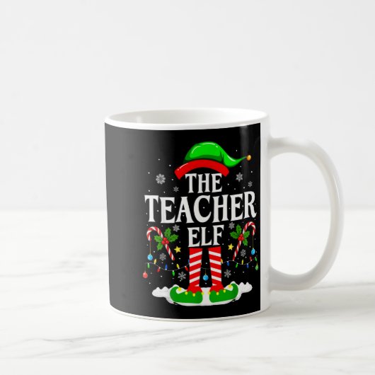 The Teacher Elf Funny Xmas Teachers Christmas Teac Koffiemok (Rechts)