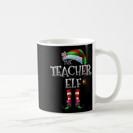 The Teacher Elf Shirt Matching Family Funny Christ Koffiemok (Rechts)