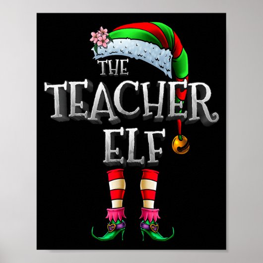 The Teacher Elf Shirt Matching Family Funny Christ Poster (Voorkant)