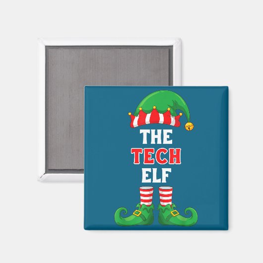 The Tech Elf Shirt Christmas For It Guy Tech Suprt Magneet (Voorkant / Achterkant)