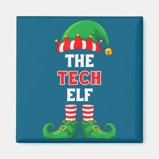 The Tech Elf Shirt Christmas For It Guy Tech Suprt Magneet (Voorkant)
