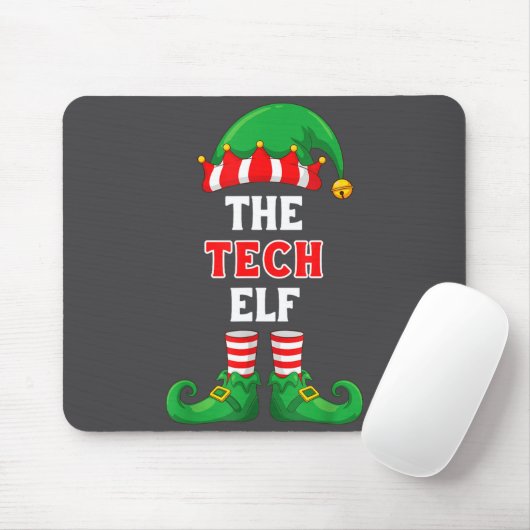 The Tech Elf Shirt Christmas For It Guy Tech Suprt Muismat (Met muis)