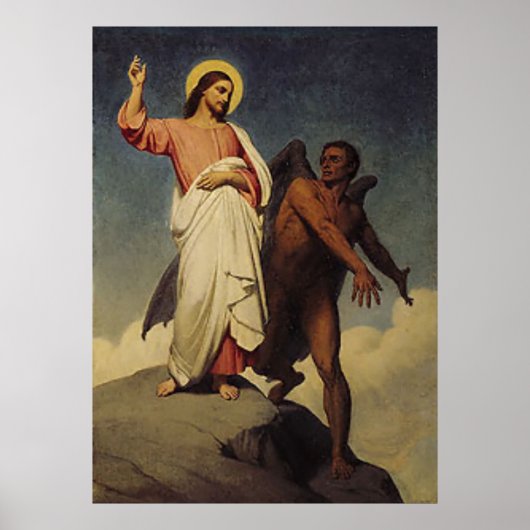 The Temptation of Christ by Ary Scheffer (1854) Poster (Voorkant)