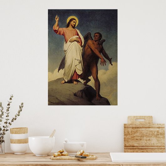 The Temptation of Christ by Ary Scheffer (1854) Poster (Keuken)