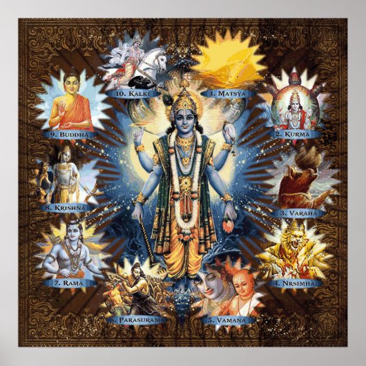 the Ten Avatars of Lord Vishnu - Poster (Voorkant)