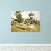 The Terrace Garden, Woburn Abbey (chromolitho) Canvas Afdruk (Insitu (Houten vloer))