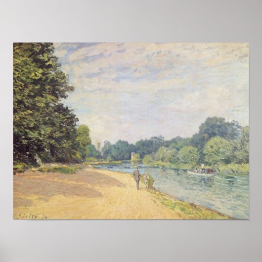 The Thames with Hampton Church, 1874 Poster (Voorkant)