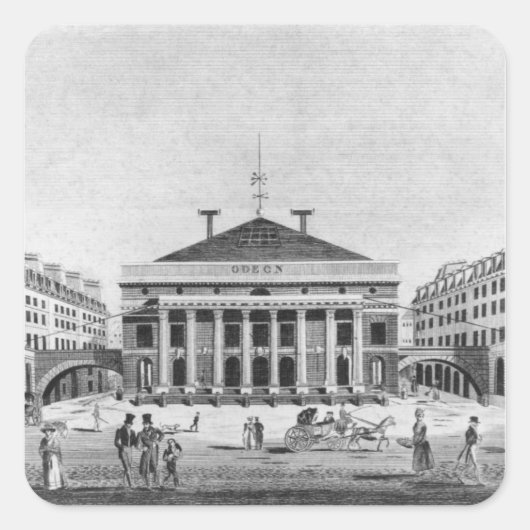 The Theater de l'Odeon, 1830 Vierkante Sticker (Voorkant)