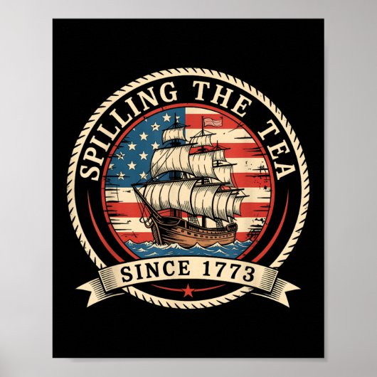 The Thee Morsen Sinds 1773 Grappige 4e Juli Amerik Poster (Voorkant)