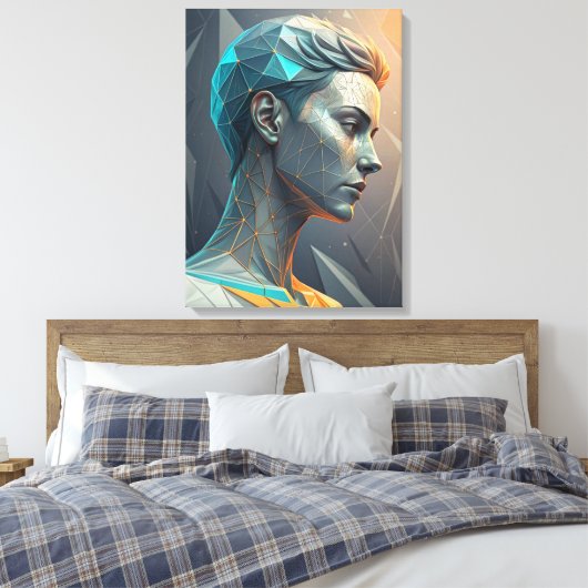 The Thinker 2.0 Abstract Geometric Canvas Print (Insitu (Slaapkamer))