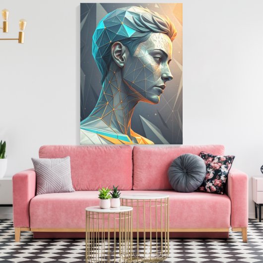 The Thinker 2.0 Abstract Geometric Canvas Print (Insitu (Woonkamer))