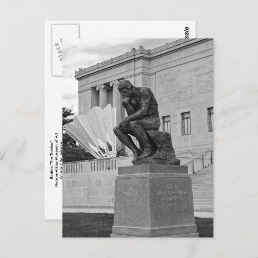 The Thinker and The Shuttlecock, Kansas City B/W Briefkaart (Voorkant / Achterkant)