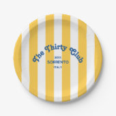 The Thirty Club Beach Stripe 30th Birthday Round Papieren Bordje (Voorkant)