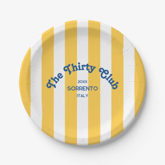 The Thirty Club Beach Stripe 30th Birthday Round Papieren Bordje (Voorkant)