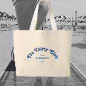 The Thirty Club Retro Blue Custom Crest Grote Tote Bag