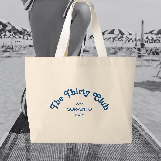 The Thirty Club Retro Blue Custom Crest Grote Tote Bag