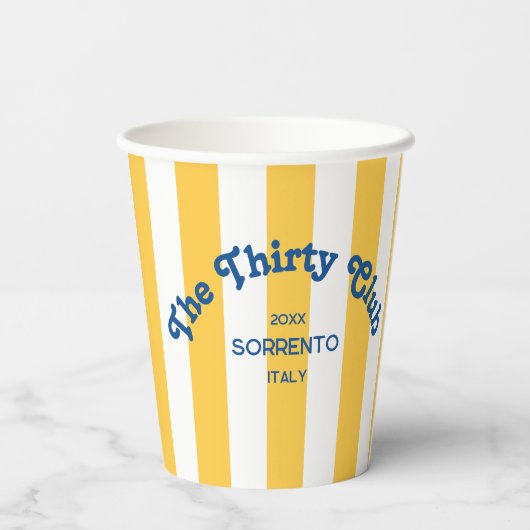 The Thirty Club Yellow Beach Stripe 30th Birthday  Papieren Bekers (Achterkant)