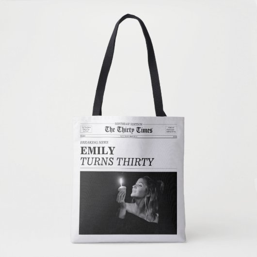 The Thirty Times Newspaper 30th Birthday Party Tote Bag (Voorkant)