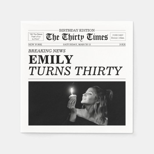 The Thirty Times Newspaper 30th Birthday Servet (Voorkant)