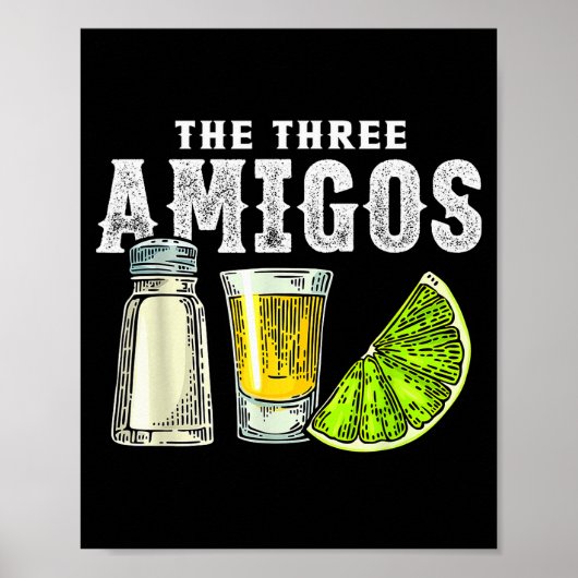 The Three Amigos Lime Salt Tequila Funny Cinco De  Poster (Voorkant)