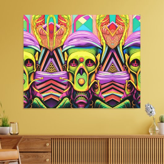 The Three Cyborg Problem Canvas Afdruk (Insitu (Woonkamer))