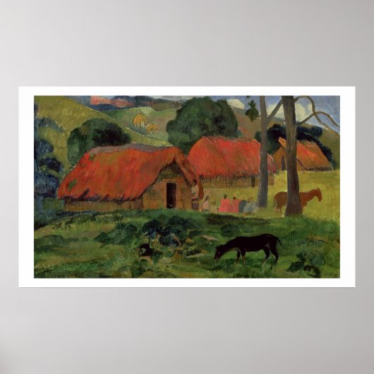 The Three Huts, Tahiti, 1891-92 (olie op canvas) Poster (Voorkant)