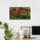 The Three Huts, Tahiti, 1891-92 (olie op canvas) Poster (Thuiskantoor)