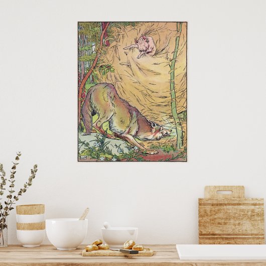 The Three Little Pigs Straw House Fairy Tale 1904 Poster (Keuken)