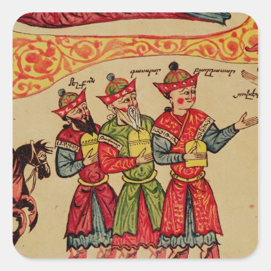 The Three Magi, detail van de Nativiteit Vierkante Sticker (Voorkant)