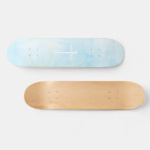 The Three Nails Cross Blue Marble Christian Persoonlijk Skateboard (Horizontaal)