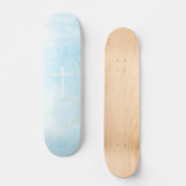The Three Nails Cross Blue Marble Christian Persoonlijk Skateboard (Voorkant)