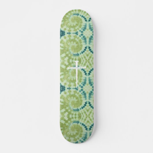 The Three Nails Cross Green Tie Die Christian Persoonlijk Skateboard (Voorkant)