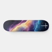 The Three Nails Cross Purple Galaxy Christian Persoonlijk Skateboard (Horizontaal)