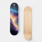 The Three Nails Cross Purple Galaxy Christian Persoonlijk Skateboard (Voorkant)