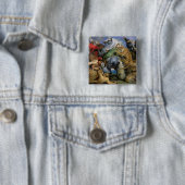 The Tiger Hunt, c.1616 Vierkante Button 5,1 Cm (In situ)