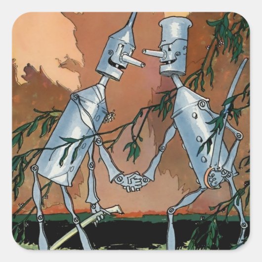 “The Tin Woodman and His Twin” door John R Neill Vierkante Sticker (Voorkant)