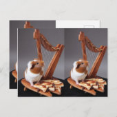 The Tiny Harpist – Whimsical Guinea Pig Postcard Briefkaart (Voorkant / Achterkant)