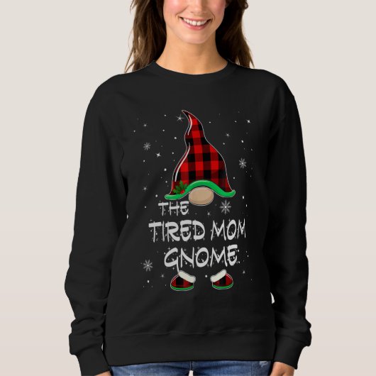 The Tired Mom Gnome Red Buffalo Plaid Christmas Pa Trui (Voorkant)