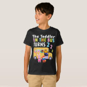 The Toddler On The Bus Turns Two Years Cute Animal T-shirt (Voorkant volledig)