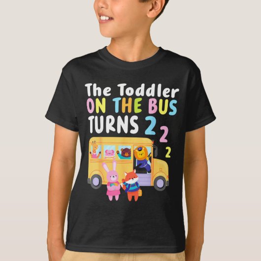 The Toddler On The Bus Turns Two Years Cute Animal T-shirt (Voorkant)