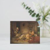 "The Tohunga-ta-moko at Work" - G. Lindauer Briefkaart (Staand voorkant)