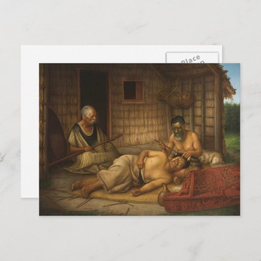 "The Tohunga-ta-moko at Work" - G. Lindauer Briefkaart (Voorkant / Achterkant)